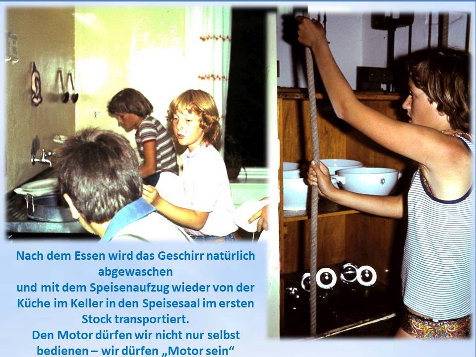 Sommerferien-Freizeit 1978 Ascheberg Speisenaufzug