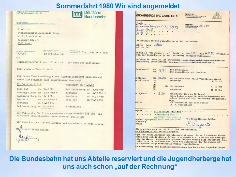 Krooger Sommerfahrt Bad Lauterberg 1980 Anmeldung