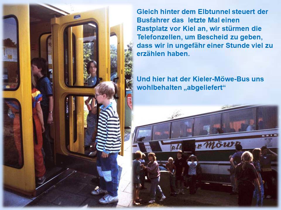 Sommerfahrt 1991 Rast Telefonanrufe Elternabholung