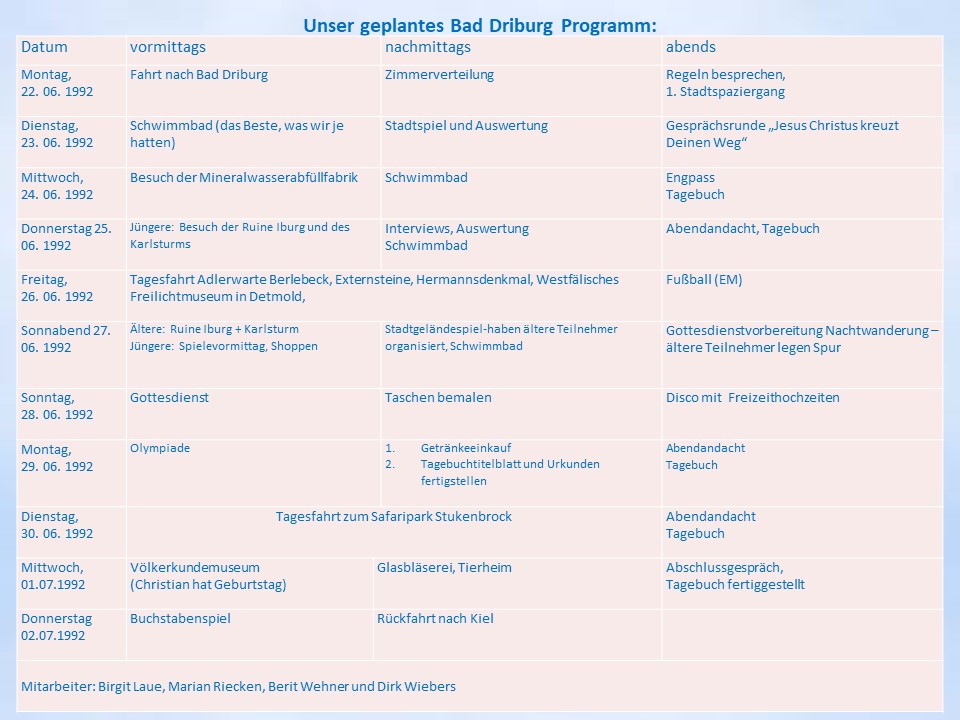 Programm Driburg 92