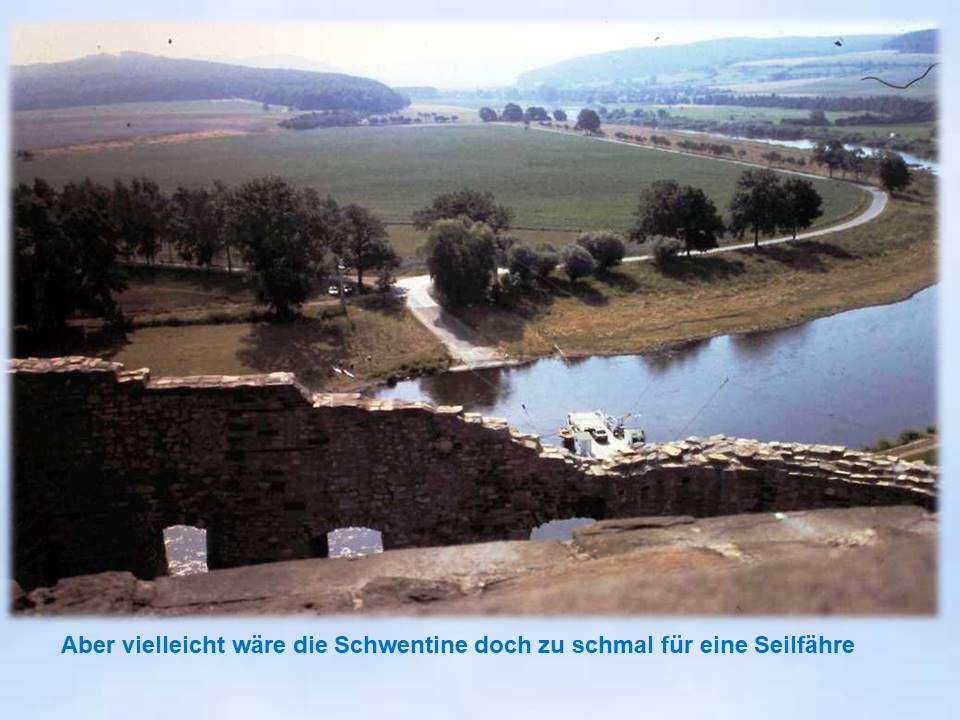 Polle Blick vom Burgturm zur Seilfähre 1993