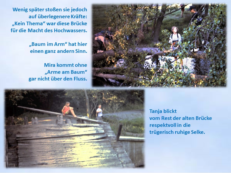 Krooger Sommerfahrt 1994 zerstörte Selkebrücke