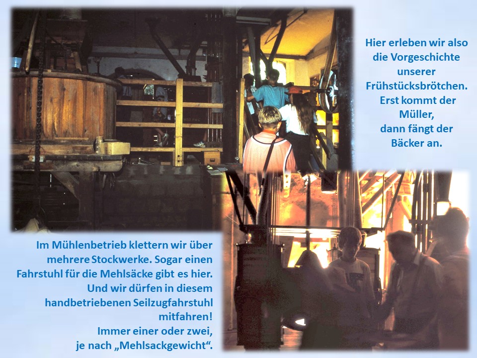 1994 Wassermühle, Altmüller Herr Bischof führt Kinder