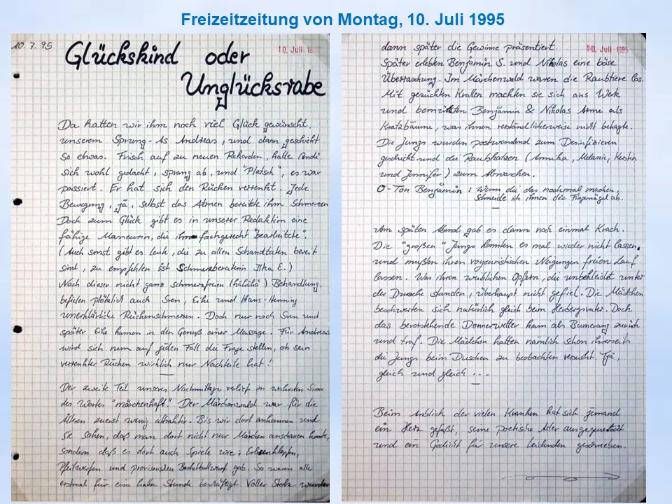 Sommerfahrt 1995 Iburger Käseblatt Freizeitzeitung