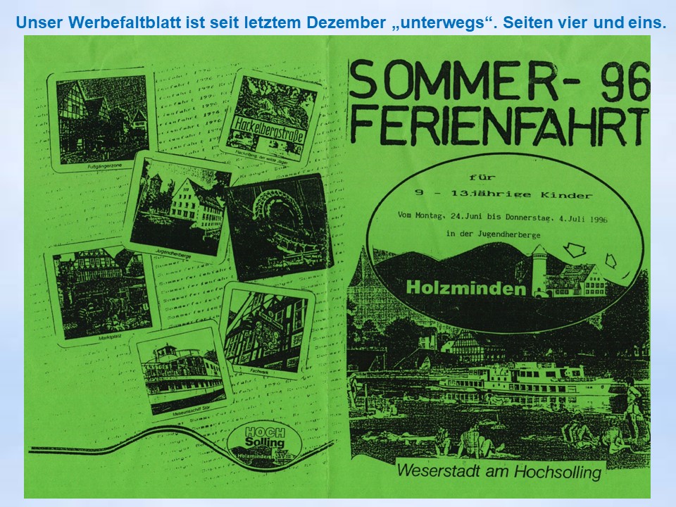 Sommerferienfahrt 1996 Holzminden Stephanusgemeinde Flyer