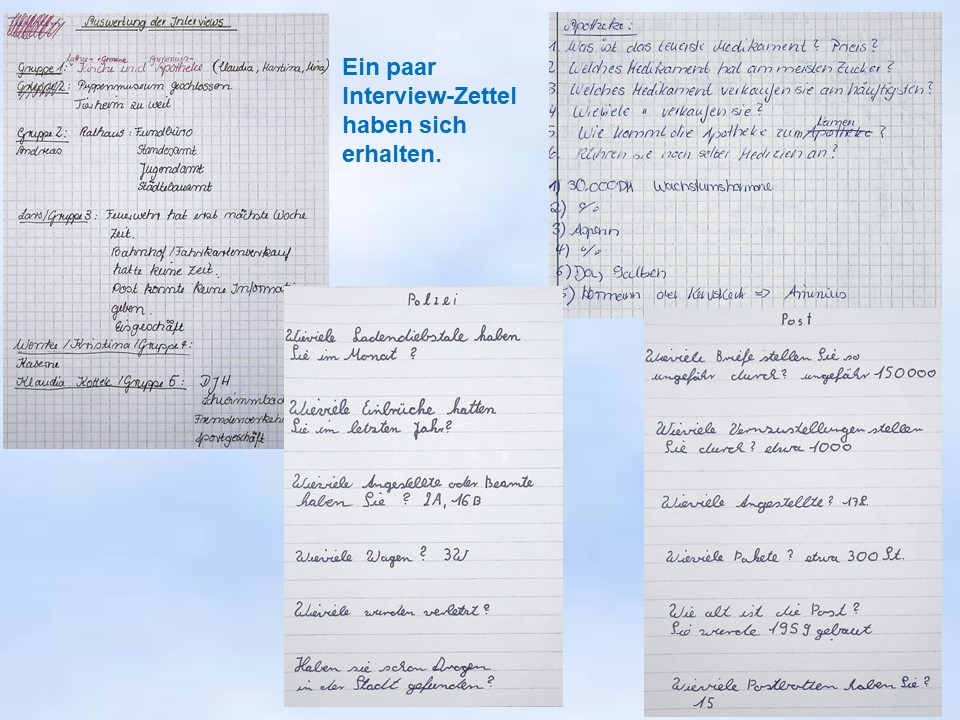 1996 Holzminden Interview Fragezettel