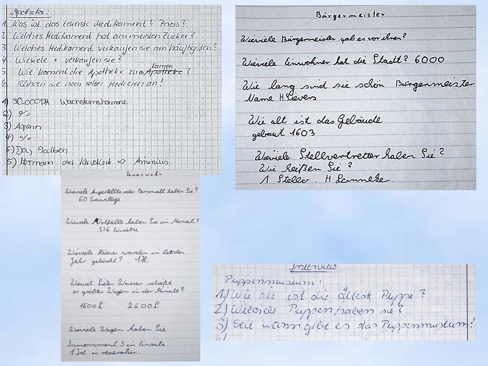 1996 Holzminden Interview Fragezettel