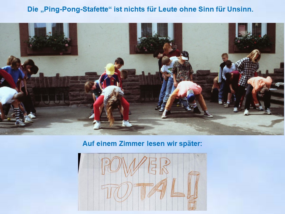 1996 Freizeit Quatsch-"Olympiade" vor  DJH Holzminden Ping-Pong Stafette