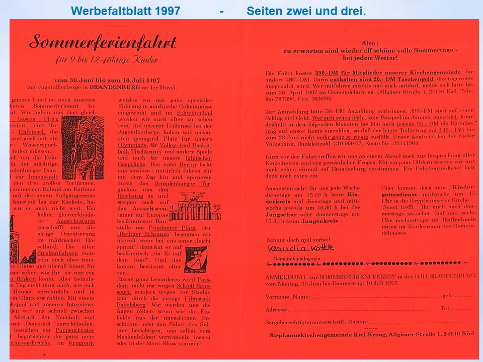 1997 Sommerfahrt Brandenburg Flyer