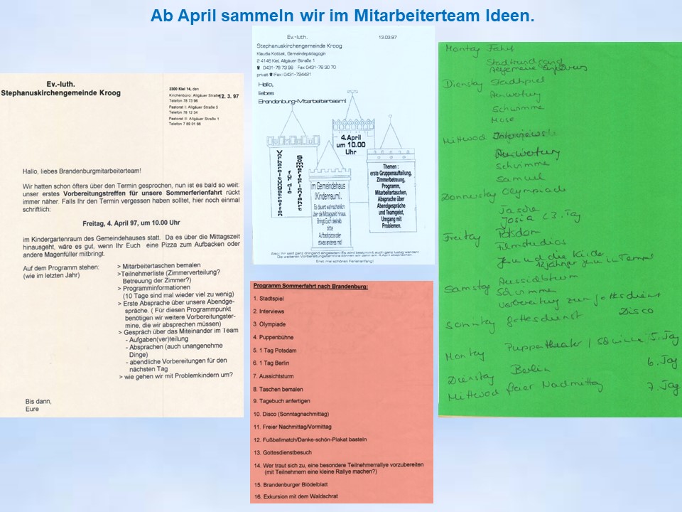 1997 Sommerfahrt Brandenburg Mitrarbeiter ideen