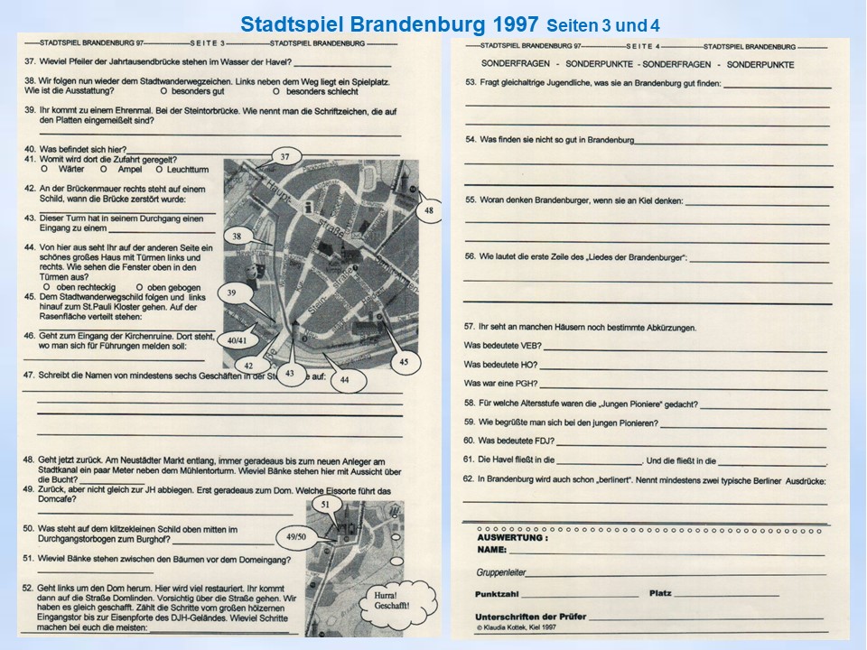 Stadtspiel Brandenburg 1997 Fragen