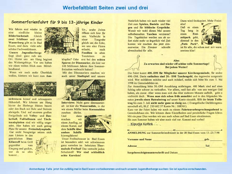 Sommerfahrt 1998 Bad Essen Flyer