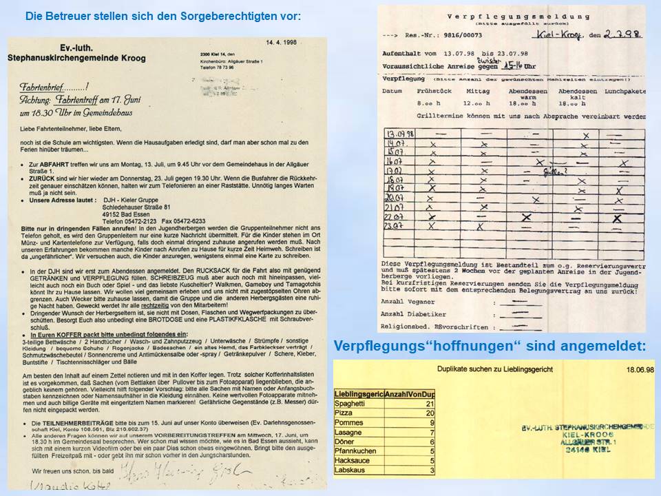 Sommerfahrt 1998 Bad Essen Anmeldung Fahrtenbrief