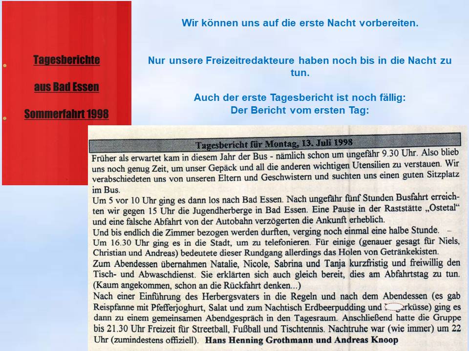 1998 Bad Essen Tagesberichte Freizeitzeitung