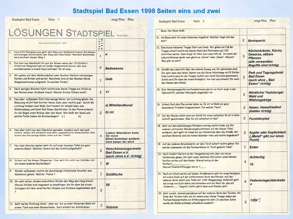 1998 Bad Essen Stadtspiel Fragen