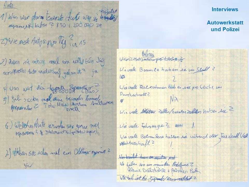 1998 Bad Essen Interviews Notizen Werkstatt Polizei