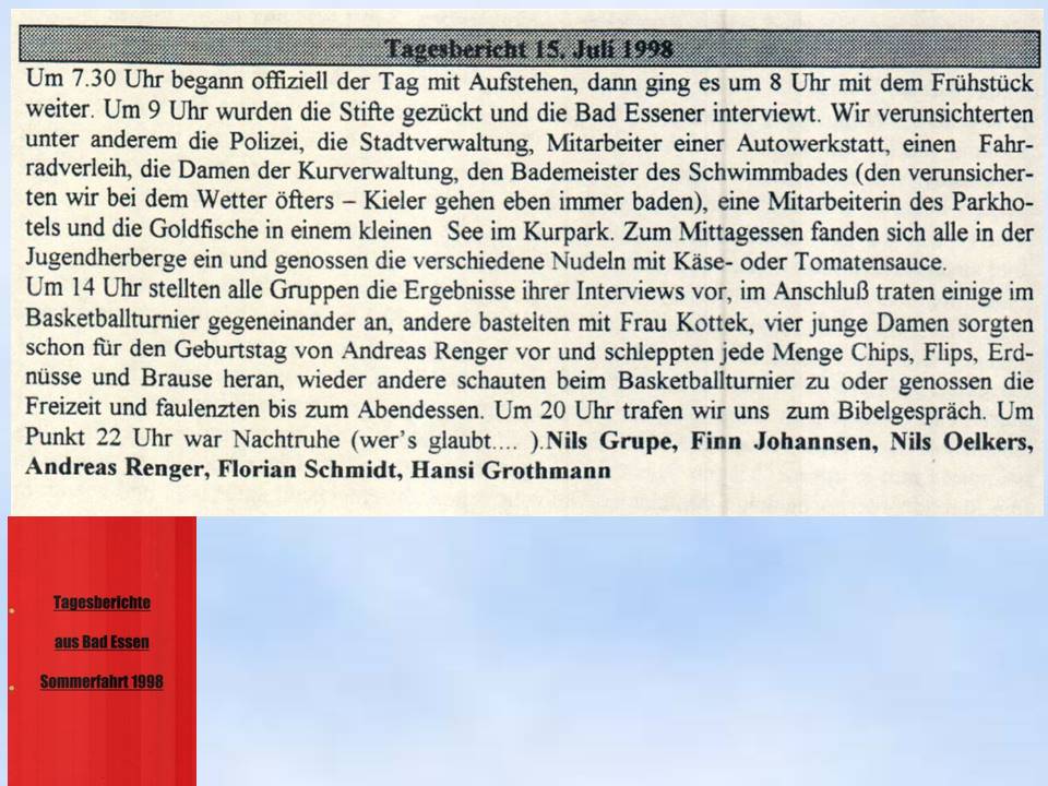 1998 Bad Essen Tagesberichte Freizeitzeitung