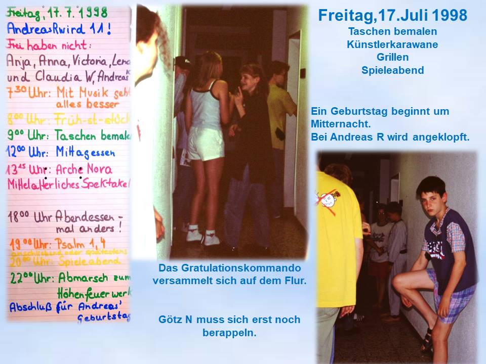 1998 Sommerfahrt Gratulationskommando nachts DJH