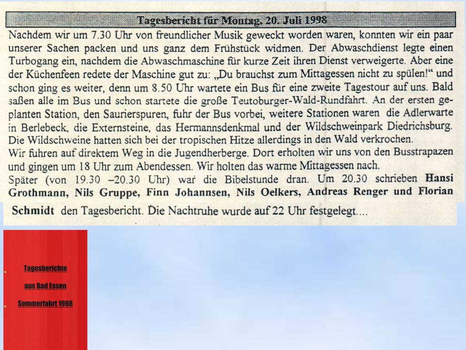 1998 Bad Essen Tagesberichte Freizeitzeitung