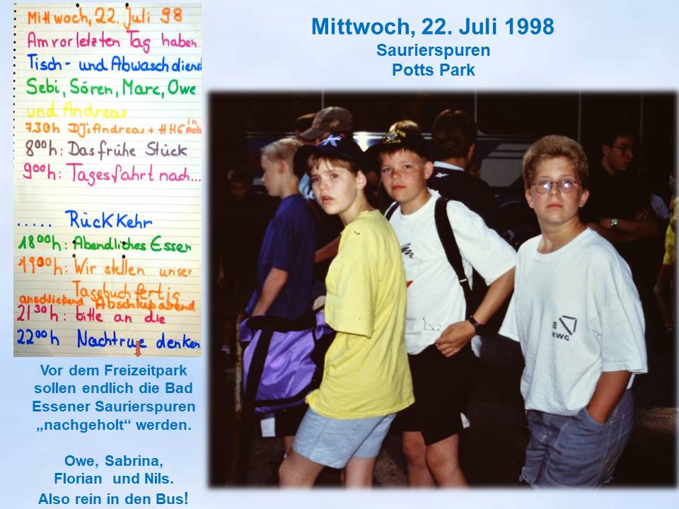 Sommerfahrt 1998  Abfahrt zum Potts Park