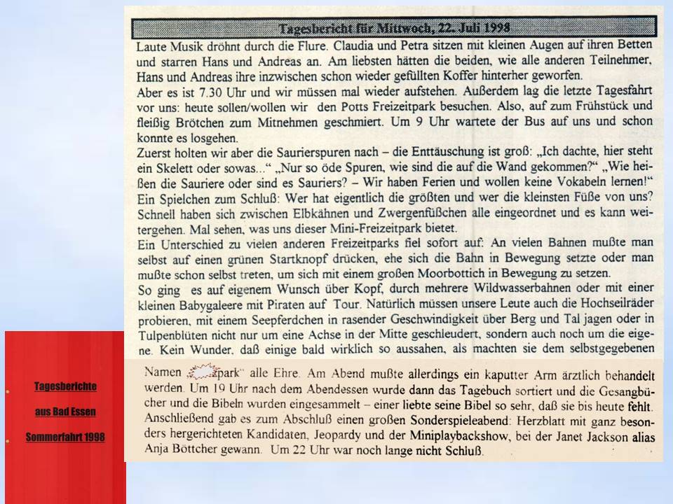 1998 Bad Essen Tagesberichte Freizeitzeitung