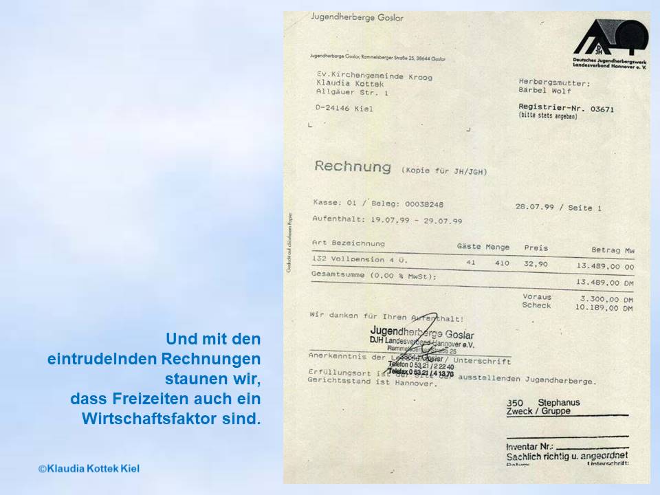 1999 Sommerfahrt Rechnung