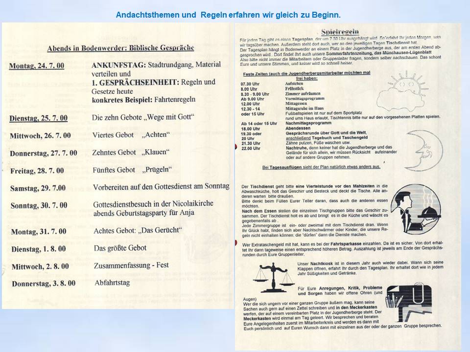 2000 Sommerfahrt Spielregeln Andachtsthemen