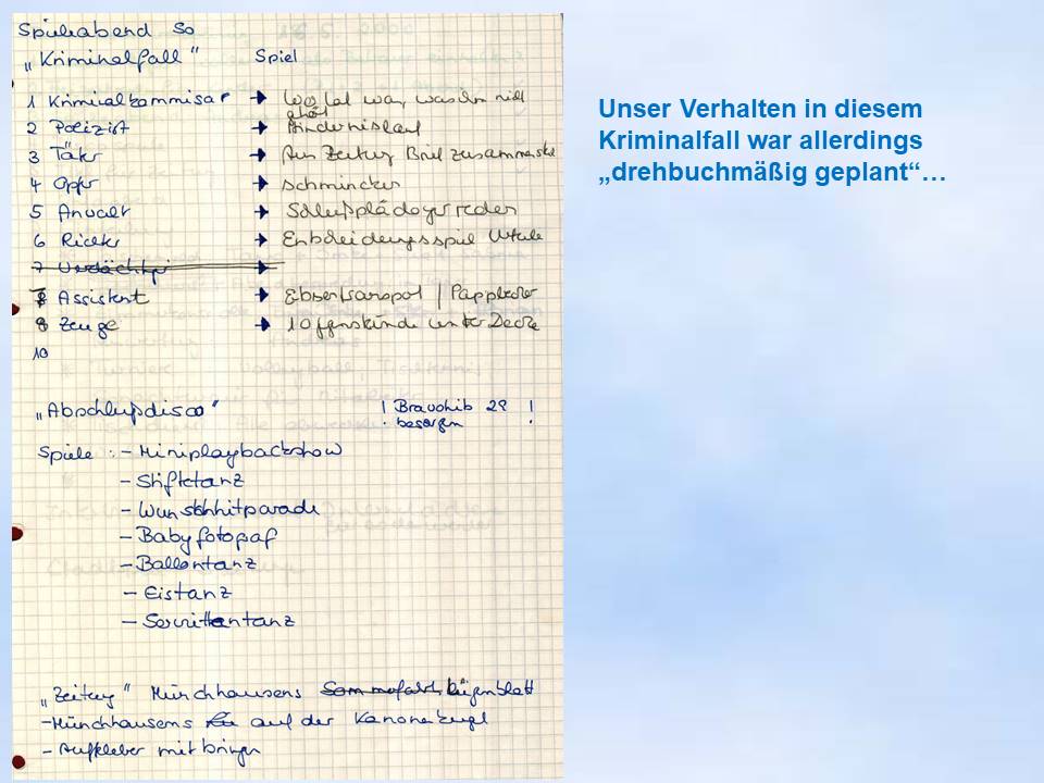 Bodenwerder 2000 Kriminalfall Planung