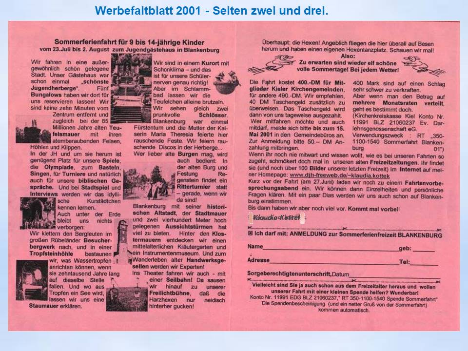 2001 Blankenburg Sommerfahrt Flyer
