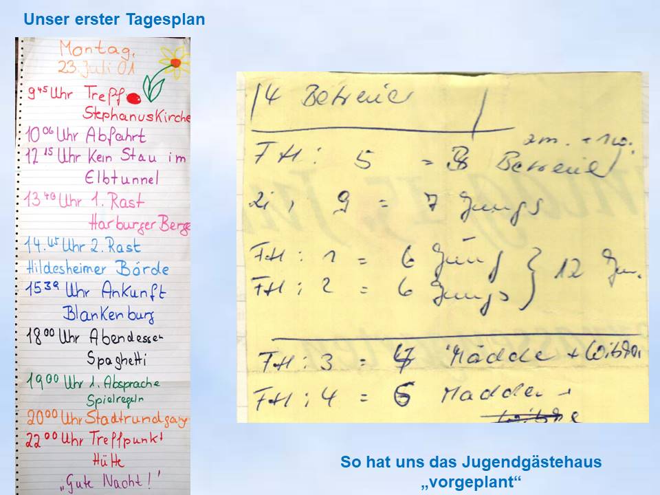 2001 Blankenburg Tagesplan Montag