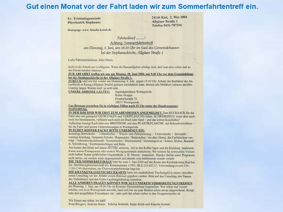 2004 Wernigerode Sommerfahrt Fahrtenbrief