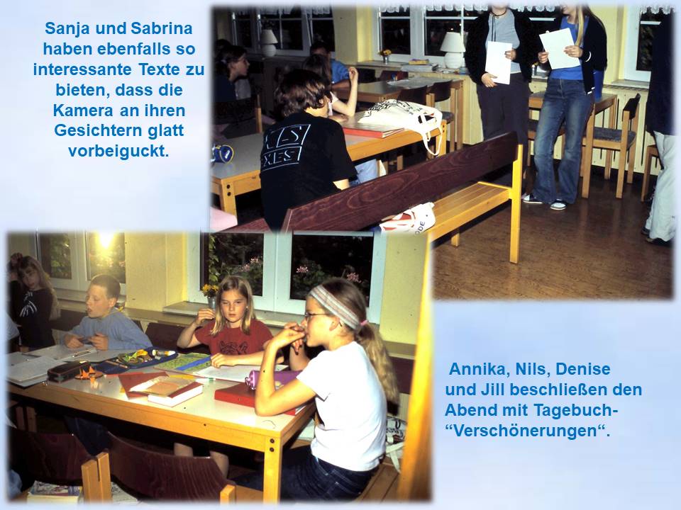 2004 Sommerfahrt Spieleabend Tagebuchverschönerung