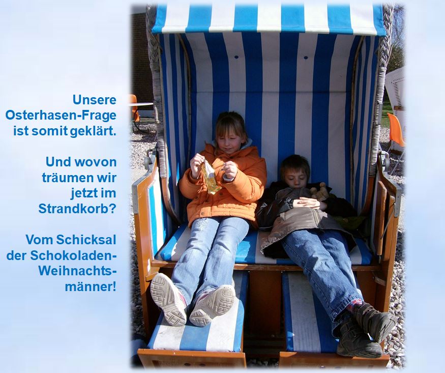 2008 Osterferienausflug Kinder im Strandkorb