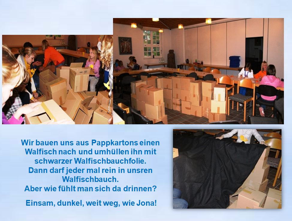2010 Kinderbibeltage Jona Walfisch aus Pappkatrons  Weinberg