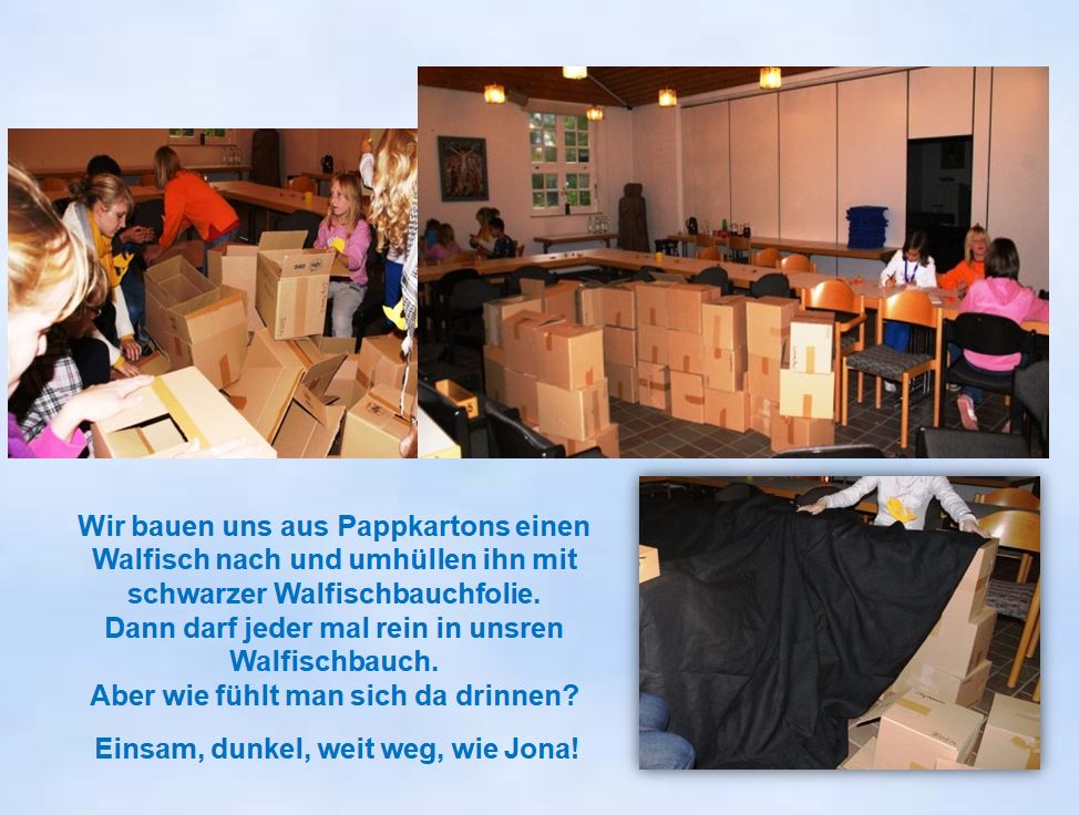 2010 Kinderbibeltage Jona Walfisch aus Pappkatrons  Weinberg