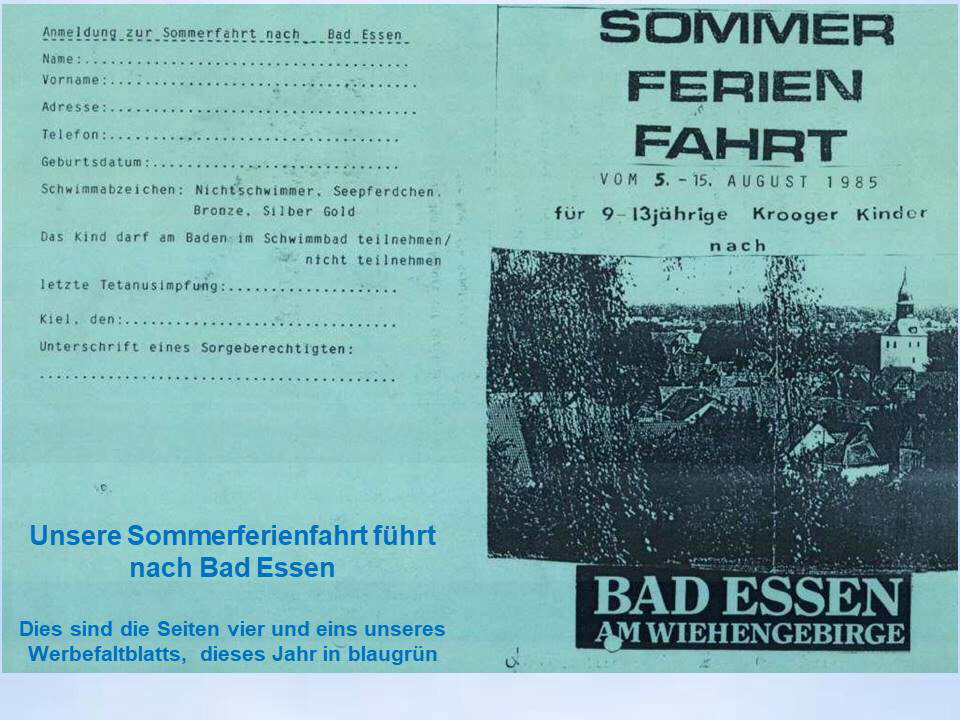 Flyer Sommerfahrt Bad Essen 1985