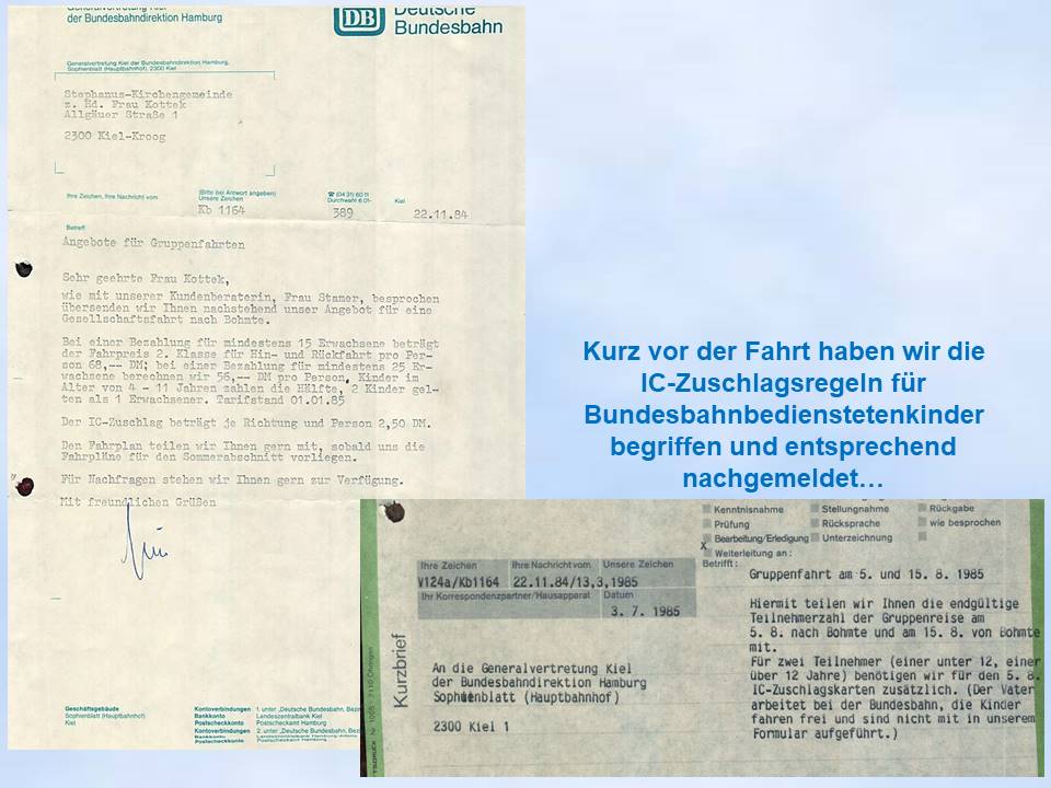 Anmeldung  Bundesbahn Sommerfahrt Bad Essen 1985