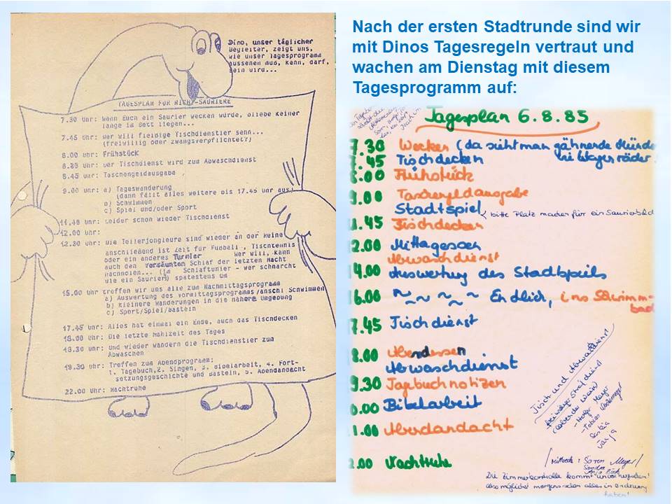 Tagesplan Bad Esen 1985 Krooger Sommerfahrt