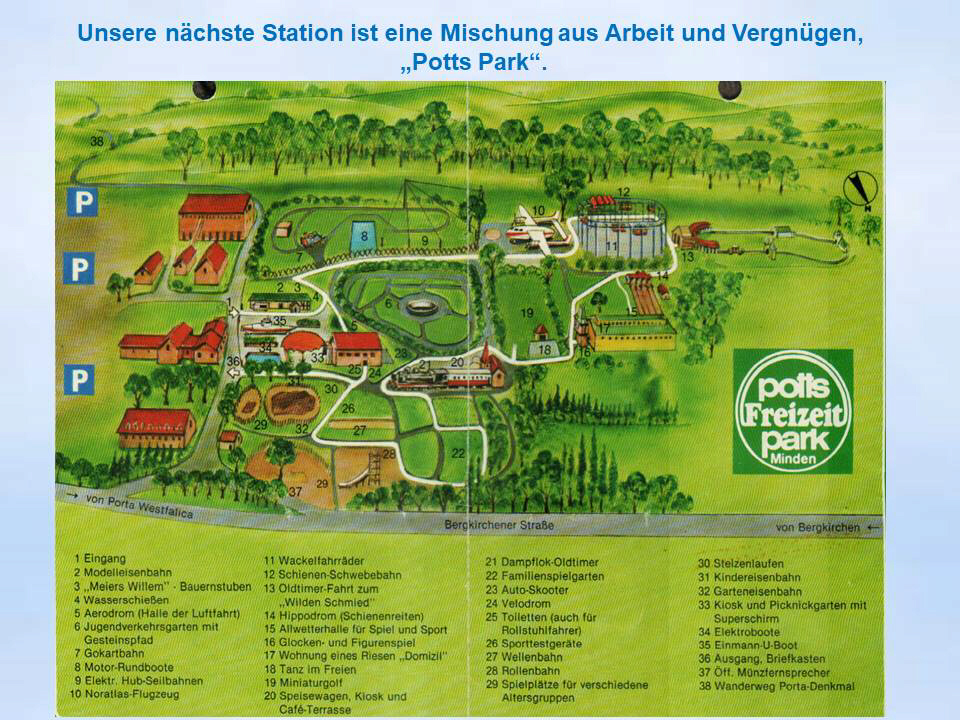 Potts Freizeitpark Plan Sommerfahrt 1985 