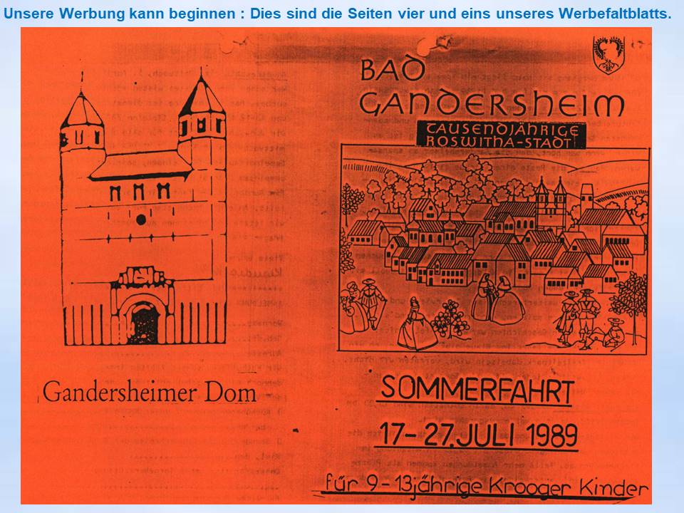 1989 Sommerfahrt Flyer  Bad Gandersheim