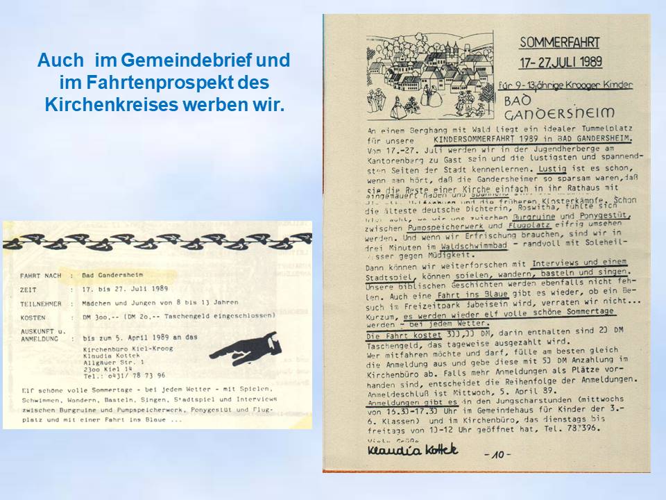 1989 Sommerfahrt Werbung  Bad Gandersheim