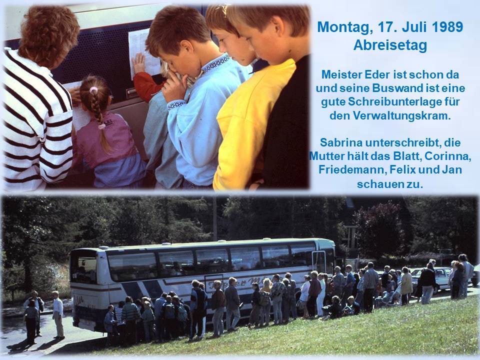 1989 Sommerfahrt Busabfahrt Kiel Kroog