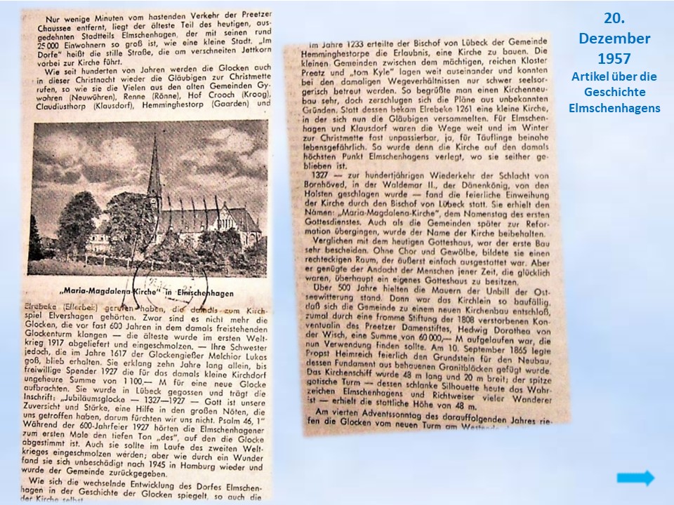 1957 Zeitung über Geschichte Elmschenhagens