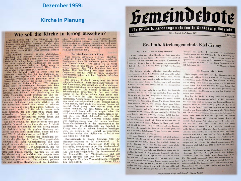 1957 Stephanuskirche Kroog in Planung Zeitung