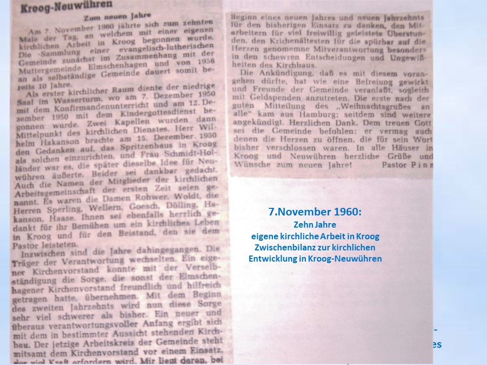 1960 Zeitung ber zehn Jahre krichliche Arbeit in Kroog und Neuwhren 