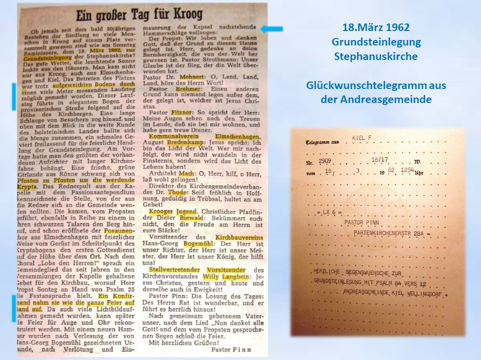 18.03.1962 Grundsteinlegung Stephanuskirche Kroog