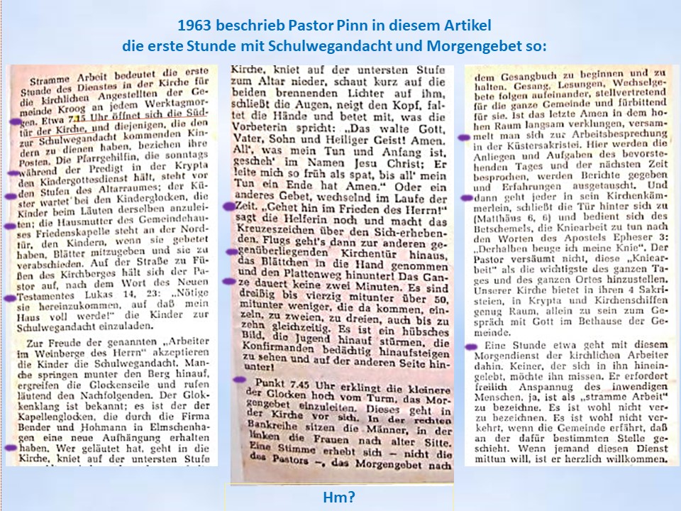 1963 Pastor Pinn ber Morgenrituale der kichlichen Mkitabeiter