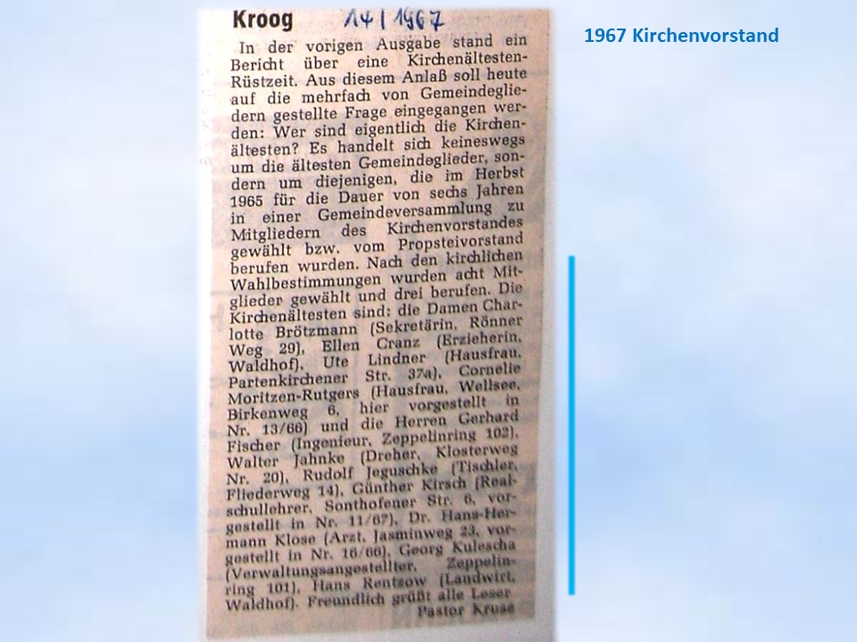 1967 Mitglieder des Krooger Kirchenvorstandes