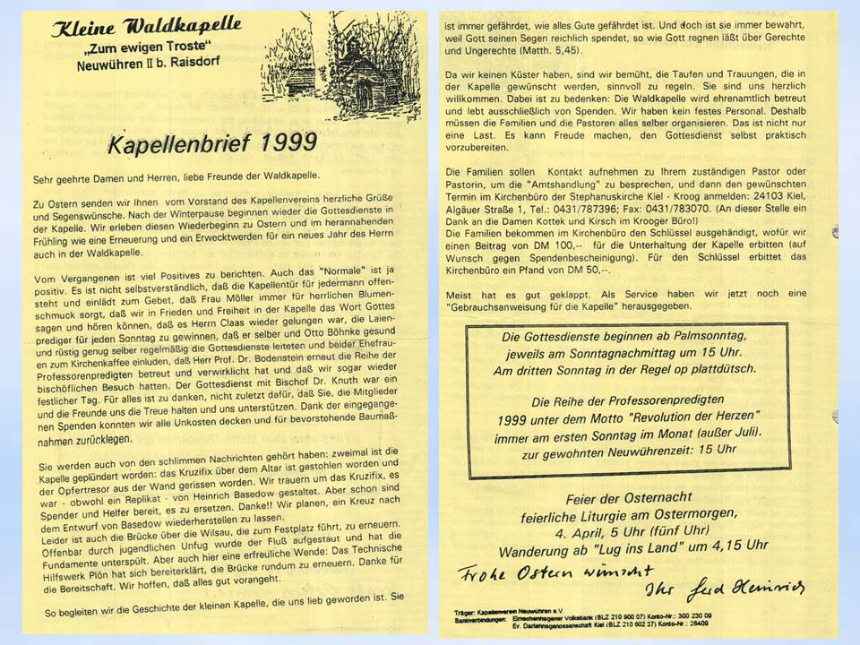 Kapellenbrief Neuwhren 1999